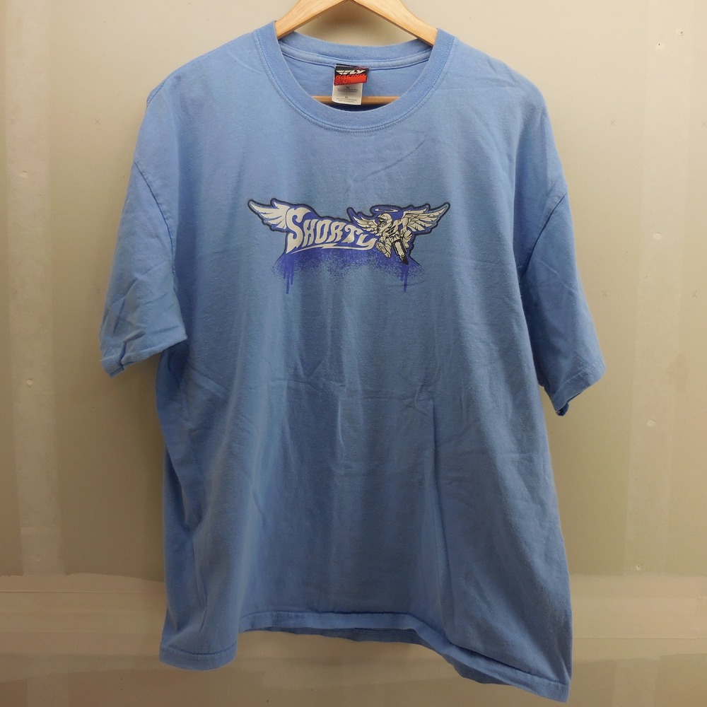 Fly Racing Shorty Graphic T-Shirt Mens XL Blue Cotton Motocross Short Sleeve